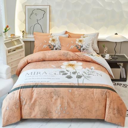 雲归梦 2023年新款加厚全棉生态磨毛大版四件套 妙如风铃-桔