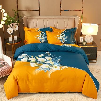 91家纺网 家纺一手货源 找家纺 雲归梦 2023年新款加厚全棉生态磨毛大版四件套 曲意风华