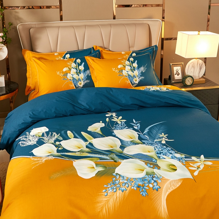 91家纺网 家纺一手货源 找家纺 雲归梦 2023年新款加厚全棉生态磨毛大版四件套 曲意风华