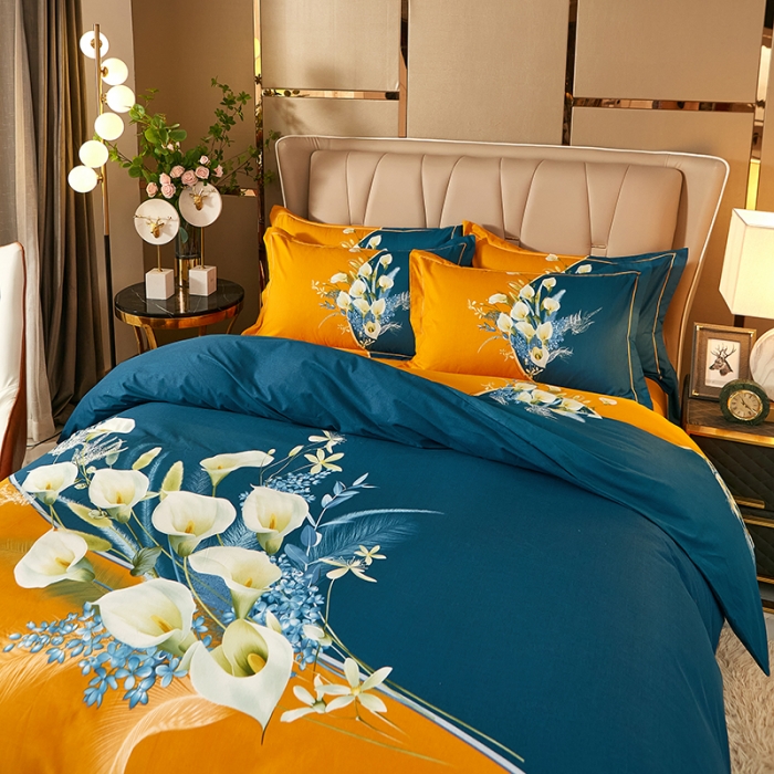 91家纺网 家纺一手货源 找家纺 雲归梦 2023年新款加厚全棉生态磨毛大版四件套 曲意风华