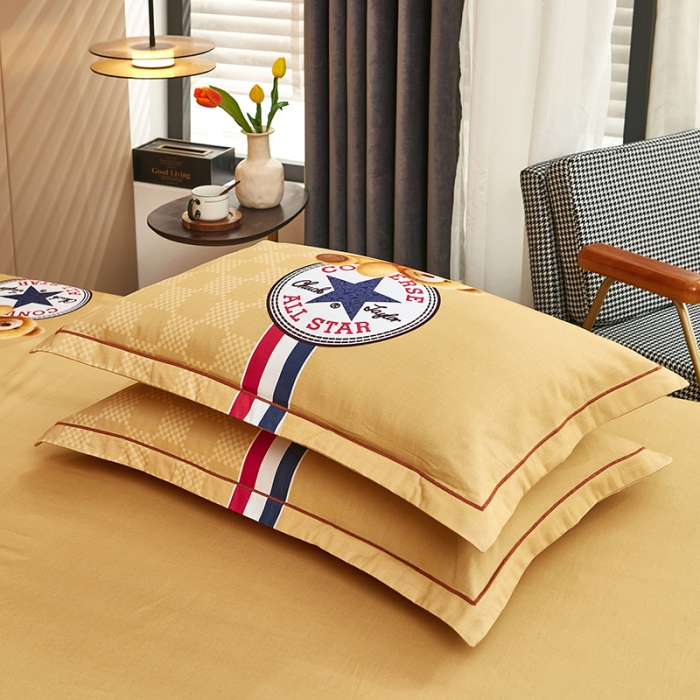 91家纺网 家纺一手货源 找家纺 雲归梦 2023年新款加厚全棉生态磨毛大版四件套 趣萌熊-黄