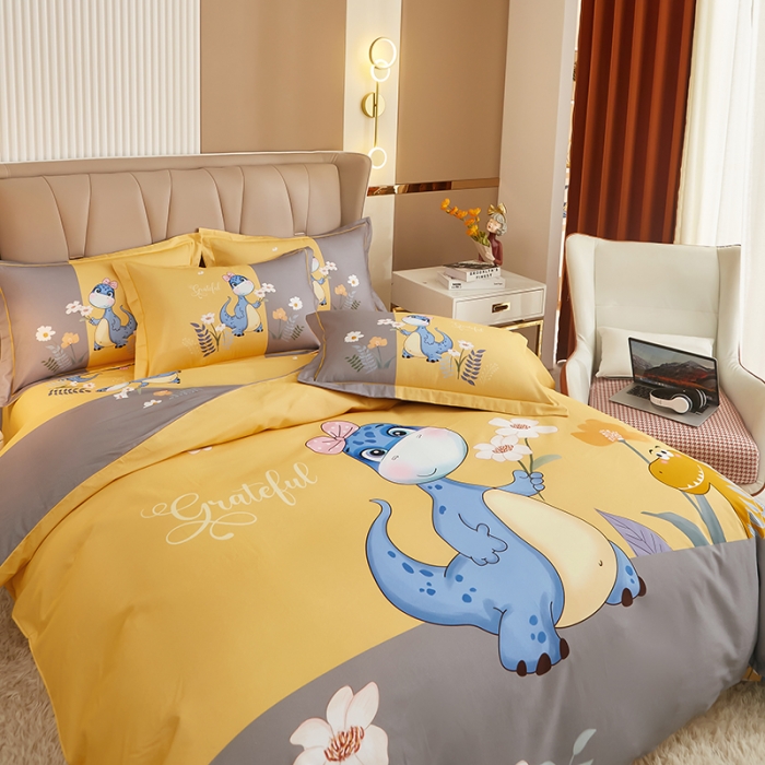 91家纺网 家纺一手货源 找家纺 雲归梦 2023年新款加厚全棉生态磨毛大版四件套 小海宝-黄