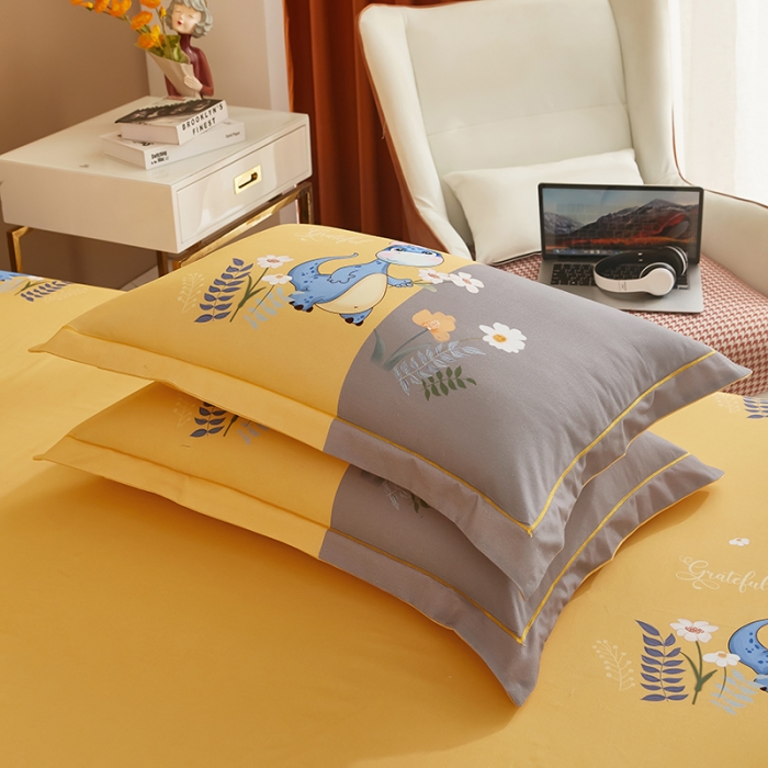 91家纺网 家纺一手货源 找家纺 雲归梦 2023年新款加厚全棉生态磨毛大版四件套 小海宝-黄