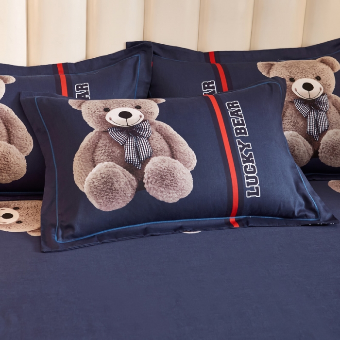 91家纺网 家纺一手货源 找家纺 雲归梦 2023年新款加厚全棉生态磨毛大版四件套 幸运熊