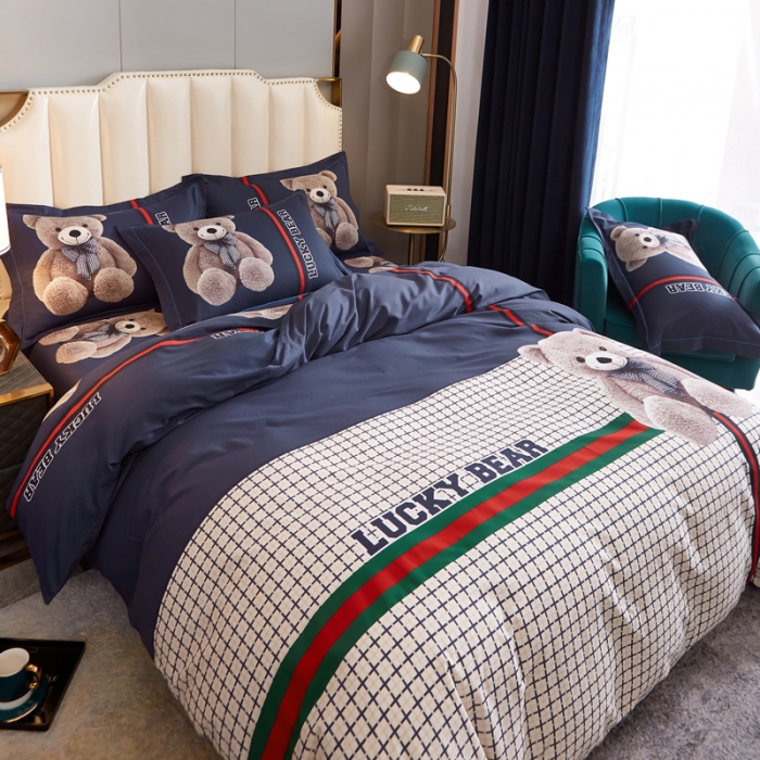 91家纺网 家纺一手货源 找家纺 雲归梦 2023年新款加厚全棉生态磨毛大版四件套 幸运熊