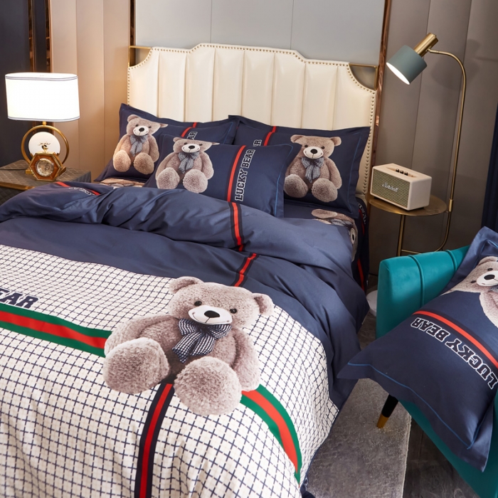 91家纺网 家纺一手货源 找家纺 雲归梦 2023年新款加厚全棉生态磨毛大版四件套 幸运熊