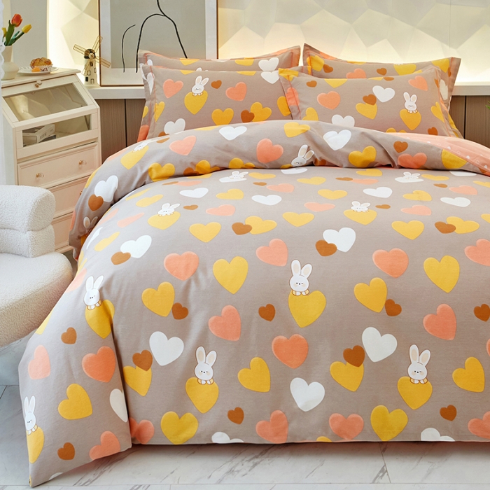 91家纺网 家纺一手货源 找家纺 雲归梦 2023年新款加厚全棉生态磨毛大版四件套 星晴-咖