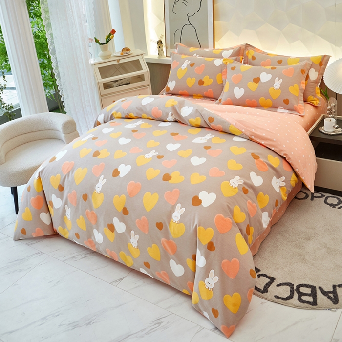 91家纺网 家纺一手货源 找家纺 雲归梦 2023年新款加厚全棉生态磨毛大版四件套 星晴-咖