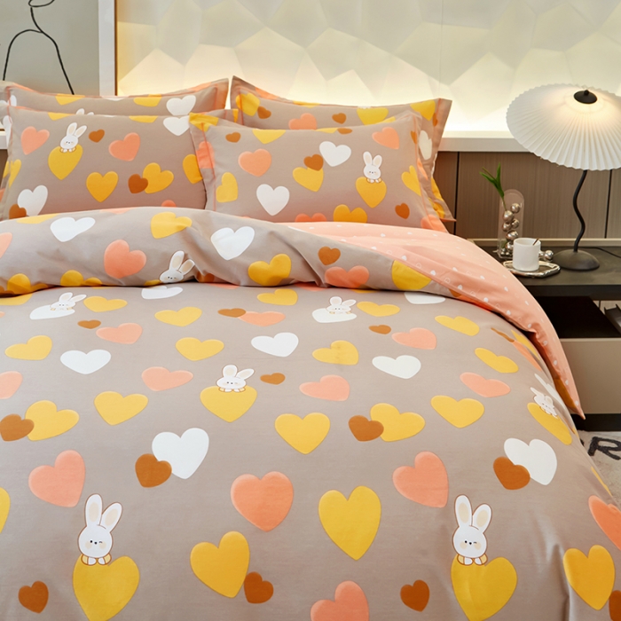 91家纺网 家纺一手货源 找家纺 雲归梦 2023年新款加厚全棉生态磨毛大版四件套 星晴-咖