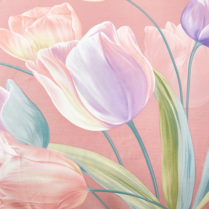 91家纺网 家纺一手货源 找家纺 雲归梦 2023年新款加厚全棉生态磨毛大版四件套 郁金香-粉