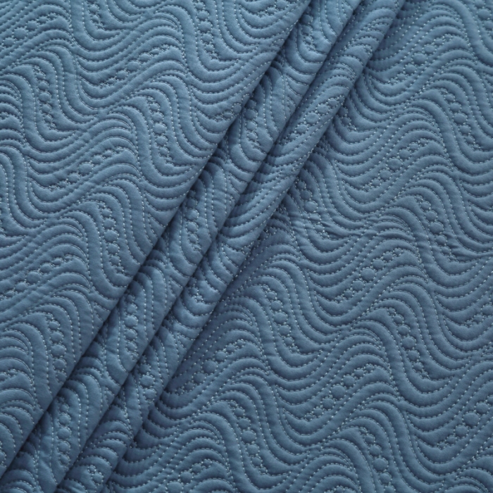 91家纺网 家纺一手货源 找家纺 OL家纺 2023新款全棉水溶花边素色床盖夹棉三件套 藏青