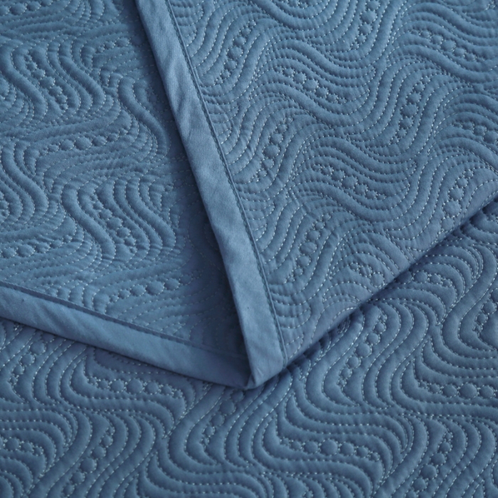 91家纺网 家纺一手货源 找家纺 OL家纺 2023新款全棉水溶花边素色床盖夹棉三件套 藏青