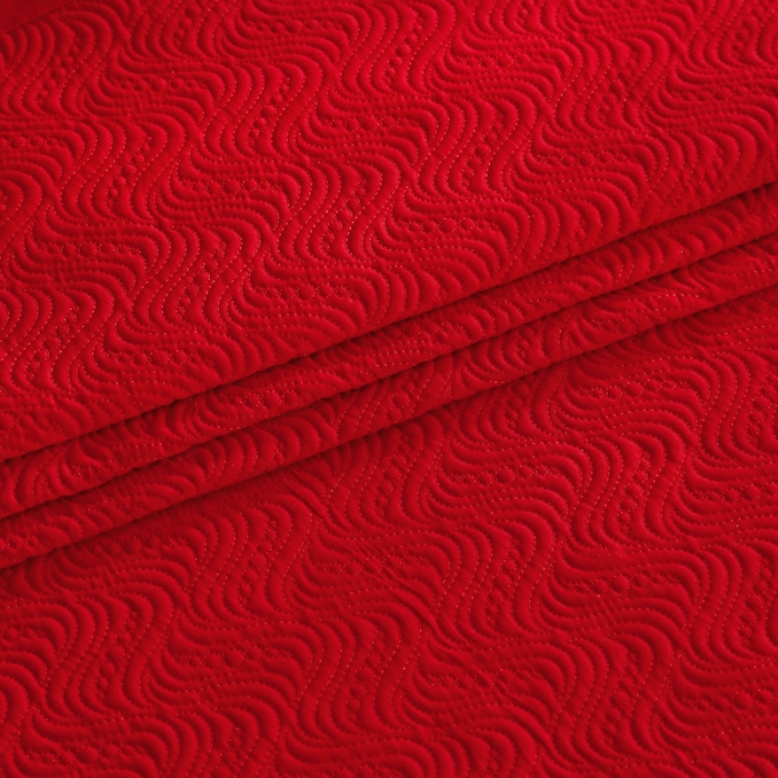 91家纺网 家纺一手货源 找家纺 OL家纺 2023新款全棉水溶花边素色床盖夹棉三件套 大红