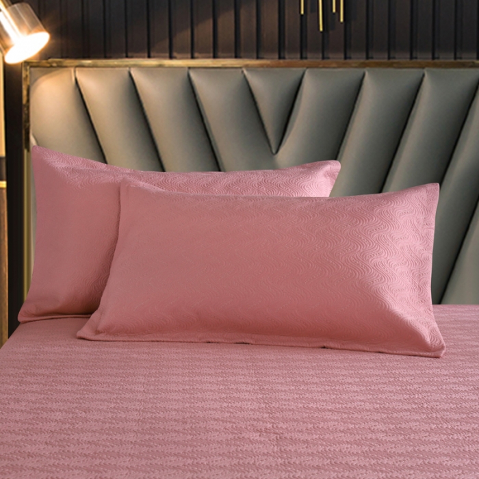 91家纺网 家纺一手货源 找家纺 OL家纺 2023新款全棉水溶花边素色床盖夹棉三件套 豆沙