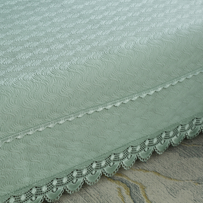 91家纺网 家纺一手货源 找家纺 OL家纺 2023新款全棉水溶花边素色床盖夹棉三件套 湖兰