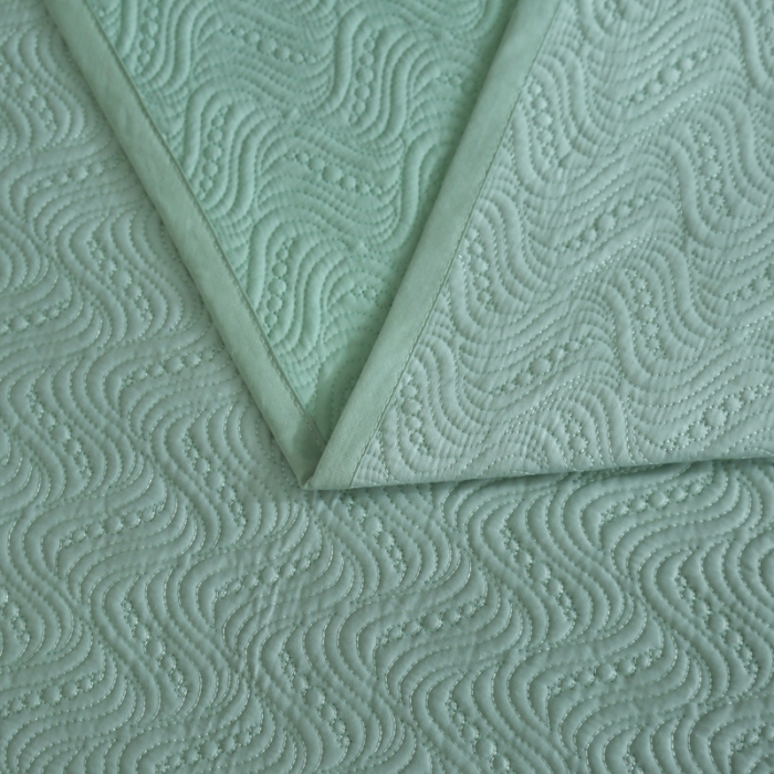 91家纺网 家纺一手货源 找家纺 OL家纺 2023新款全棉水溶花边素色床盖夹棉三件套 湖兰