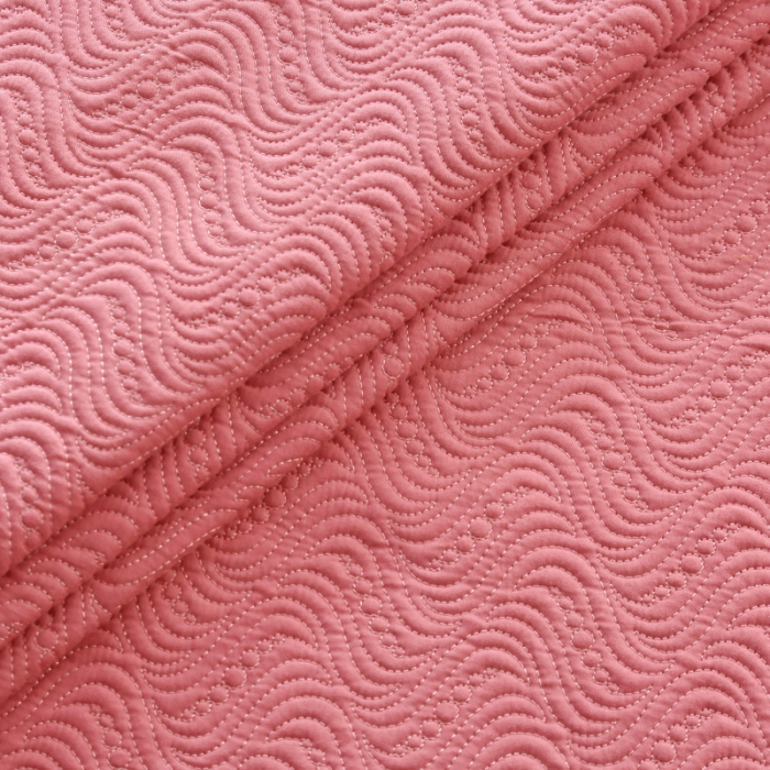 91家纺网 家纺一手货源 找家纺 OL家纺 2023新款全棉水溶花边素色床盖夹棉三件套 西瓜红