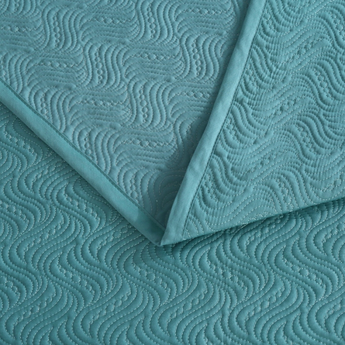 91家纺网 家纺一手货源 找家纺 OL家纺 2023新款全棉水溶花边素色床盖夹棉三件套 雪青