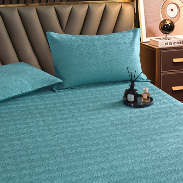 91家纺网 家纺一手货源 找家纺 OL家纺 2023新款全棉水溶花边素色床盖夹棉三件套 雪青