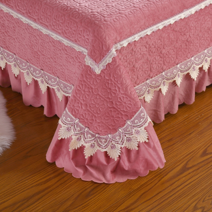 91家纺网 家纺一手货源 找家纺 OL家纺 2023新款保暖宝宝绒床盖夹棉三件套 豆沙