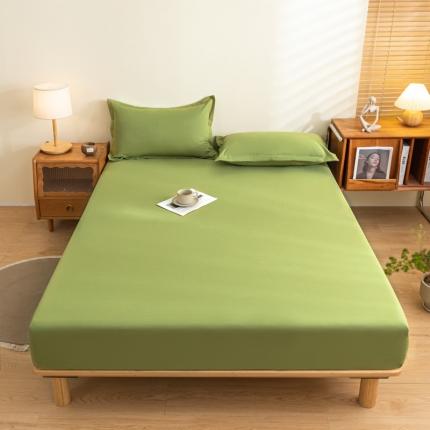 91家纺网 家纺一手货源 找家纺 久云居 2024新款全棉纯色防水床笠三件套床单三件套 果绿
