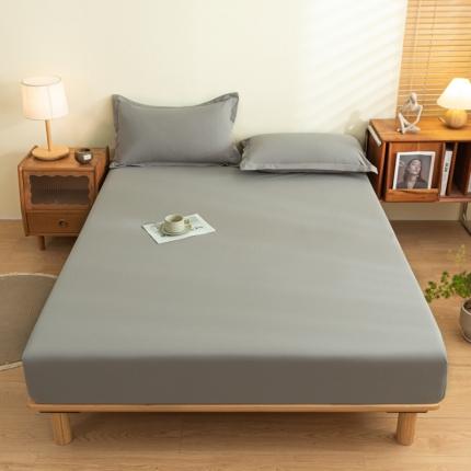 91家纺网 家纺一手货源 找家纺 久云居 2024新款全棉纯色防水床笠三件套床单三件套 浅灰