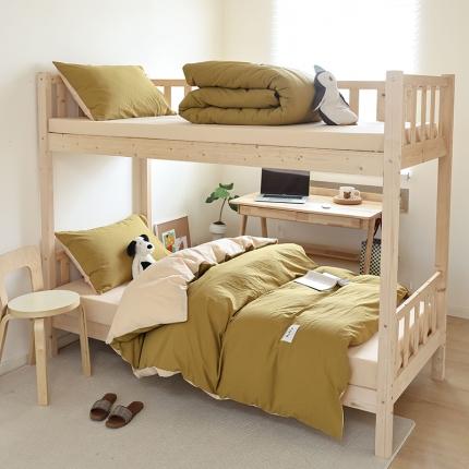 91家纺网 家纺一手货源 找家纺 寐眠 2023新款全棉AB版水洗棉学生三件套 苔藓率+奶茶