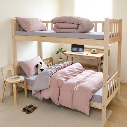 寐眠 2023新款全棉AB版水洗棉学生三件套 藕粉+浅灰