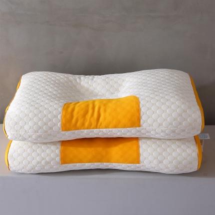 91家纺网 家纺一手货源 找家纺 梦叶草 2023款针织棉按摩枕芯3DSPA枕头 按摩护颈spa枕-橘黄