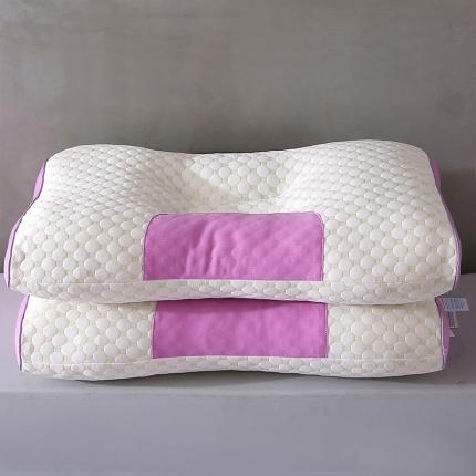 91家纺网 家纺一手货源 找家纺 梦叶草 2023款针织棉按摩枕芯3DSPA枕头 按摩护颈spa枕-粉紫