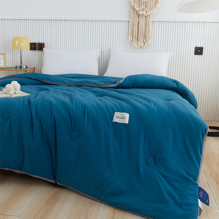 91家纺网 家纺一手货源 找家纺 森林人 2023新款水洗棉立体冬被 立体-宾利蓝