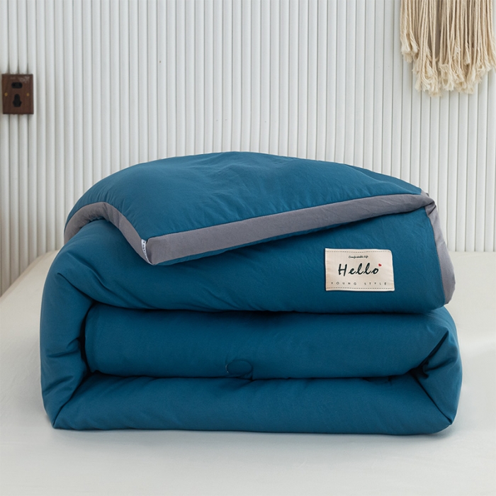 91家纺网 家纺一手货源 找家纺 森林人 2023新款水洗棉立体冬被 立体-宾利蓝