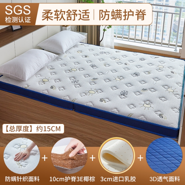 91家纺网 家纺一手货源 找家纺 时奥 2023新款儿童款双人棕垫 10分棕+3分乳胶(15cm）蓝