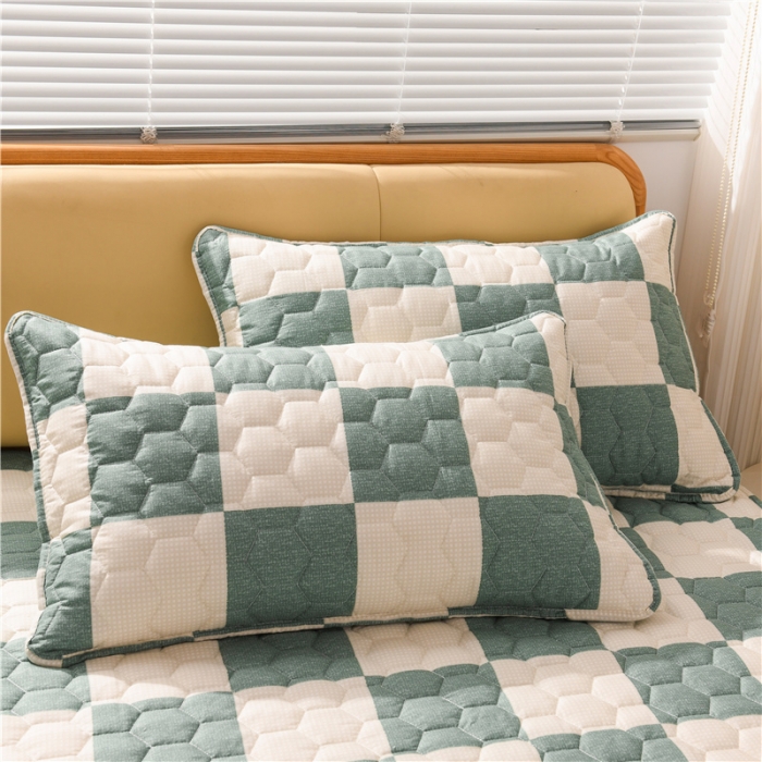 91家纺网 家纺一手货源 找家纺 九亭2023新款A类纯棉防油防汗防口水家用枕套 防水款-绿大格