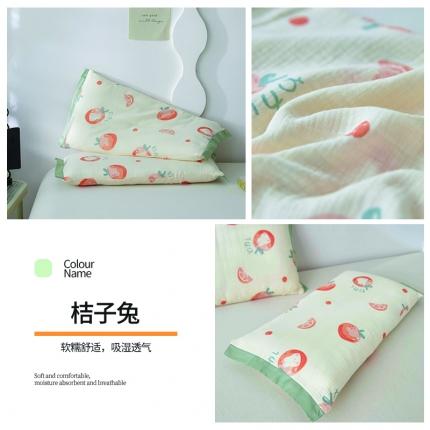 91家纺网 家纺一手货源 找家纺 (总) 姝辰 2023新款全棉双层纱绉布儿童学生枕套+枕芯