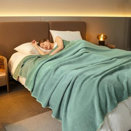 雅萱 2024新款华夫格毛毯 百合绿