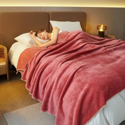 雅萱 2024新款华夫格毛毯 豆沙