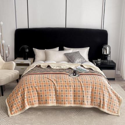 91家纺网 家纺一手货源 找家纺 (总) 卡奥 2025新款双层复合云貂绒北极绒休闲毛毯