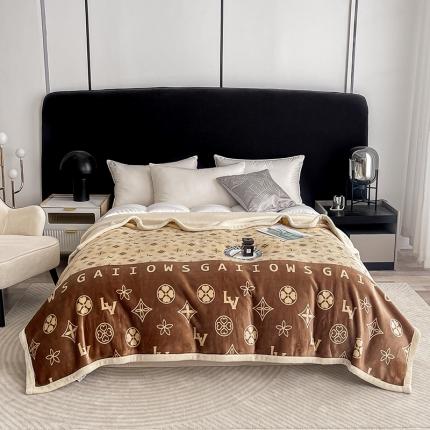 91家纺网 家纺一手货源 找家纺 (总) 卡奥 2025新款双层复合云貂绒北极绒休闲毛毯