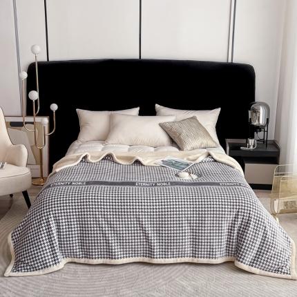 91家纺网 家纺一手货源 找家纺 (总) 卡奥 2025新款双层复合云貂绒北极绒休闲毛毯