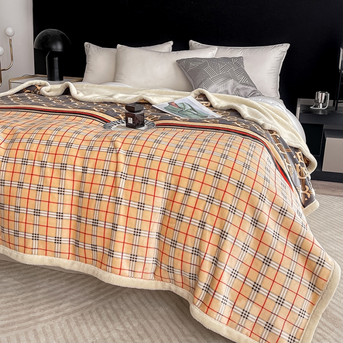 91家纺网 家纺一手货源 找家纺 卡奥 2024新款双层复合云貂绒北极绒休闲毛毯 羊羔-贝莉