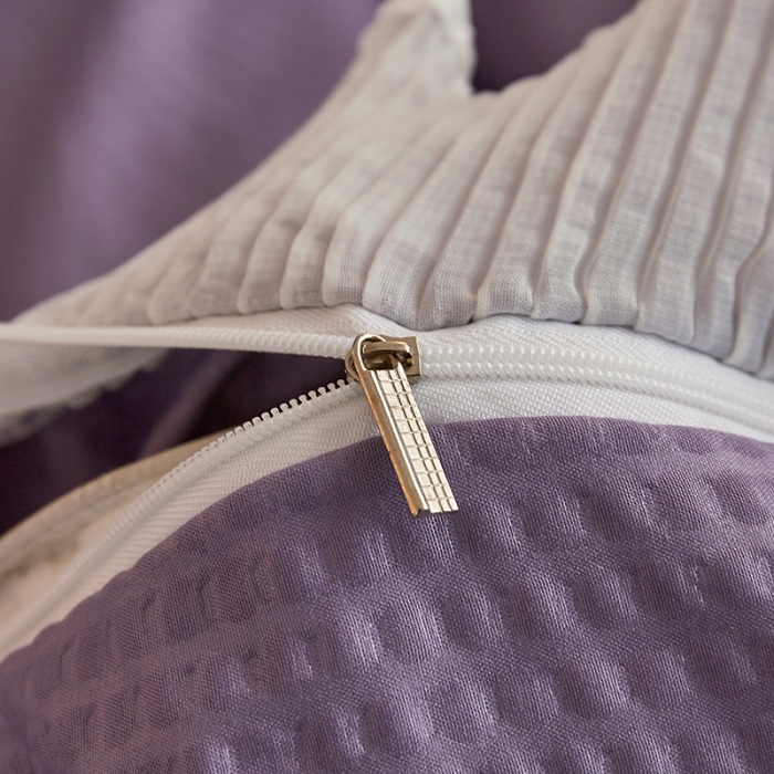 91家纺网 家纺一手货源 找家纺 恋尚 2023新款有机豆豆棉床裙四件套 紫色