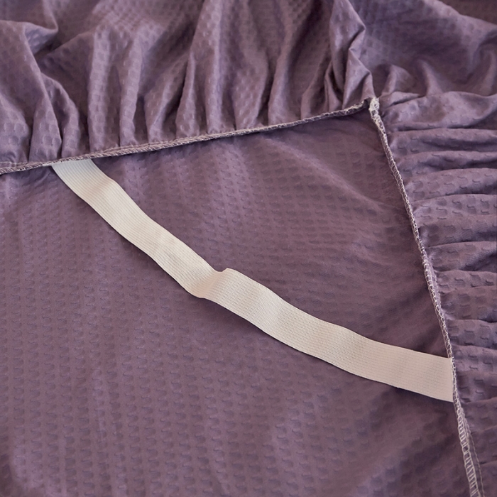 91家纺网 家纺一手货源 找家纺 恋尚 2023新款有机豆豆棉床裙四件套 紫色