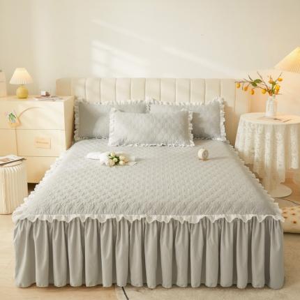 91家纺网 家纺一手货源 找家纺 （总）恋尚 2023新款玛奇朵系列蜜桃棉夹棉床笠式单床裙