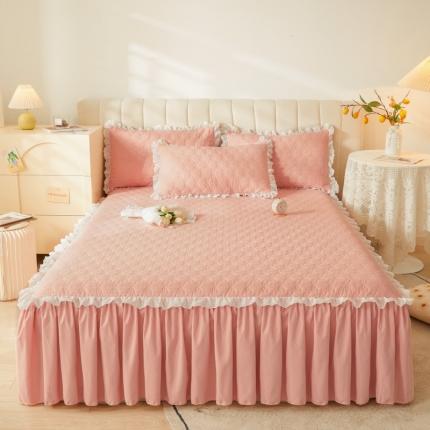 91家纺网 家纺一手货源 找家纺 （总）恋尚 2023新款玛奇朵系列蜜桃棉夹棉床笠式单床裙