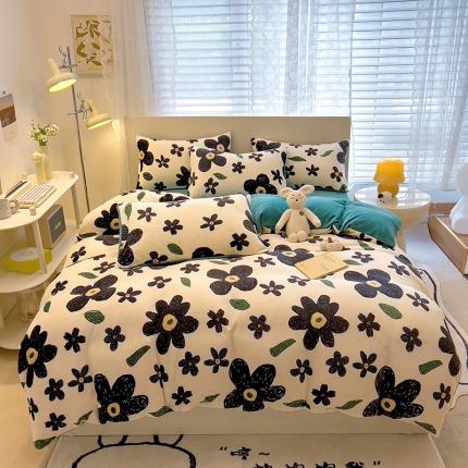 91家纺网 家纺一手货源 找家纺 （总）芃成 2023新款双面牛奶绒印花四件套