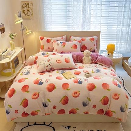 91家纺网 家纺一手货源 找家纺 （总）芃成 2023新款双面牛奶绒印花四件套