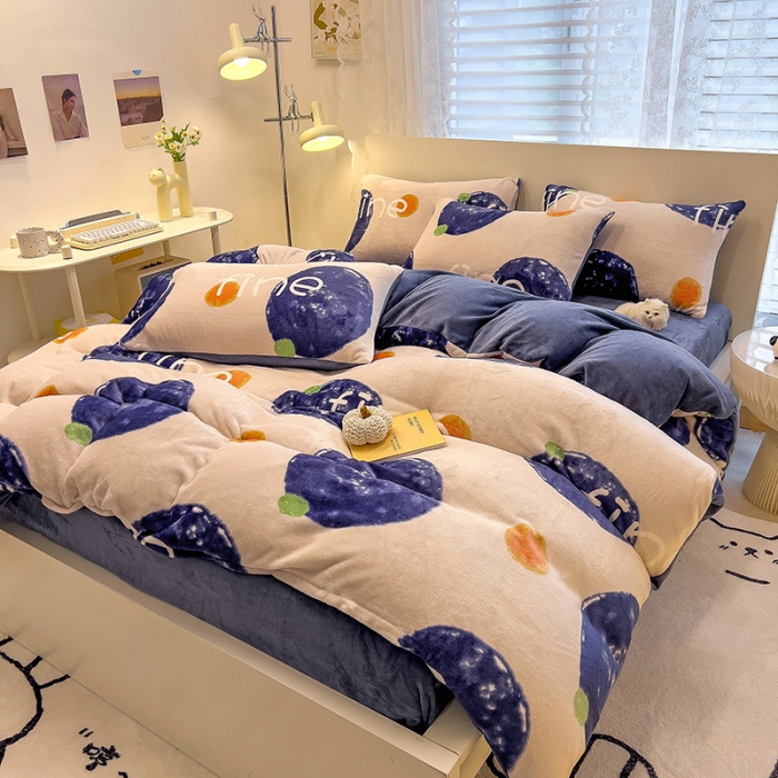 91家纺网 家纺一手货源 找家纺 芃成 2023新款双面牛奶绒印花四件套 安纳瑞