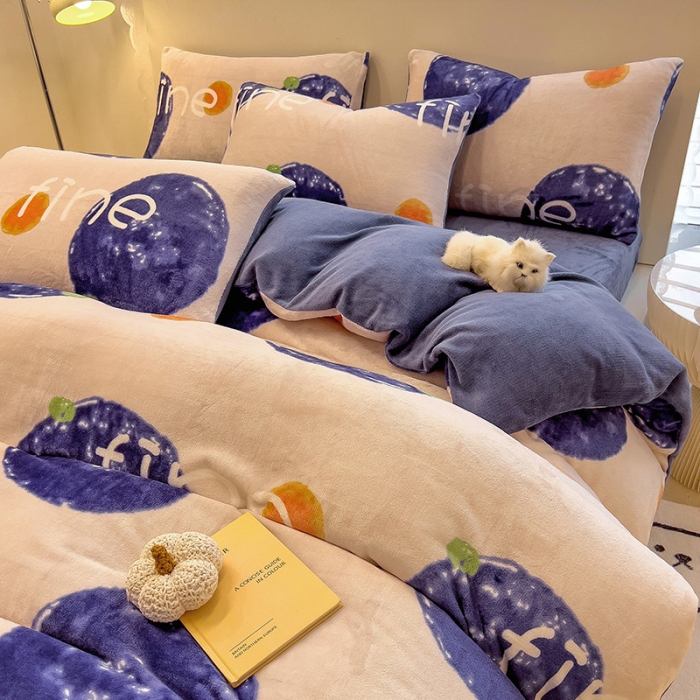 91家纺网 家纺一手货源 找家纺 芃成 2023新款双面牛奶绒印花四件套 安纳瑞