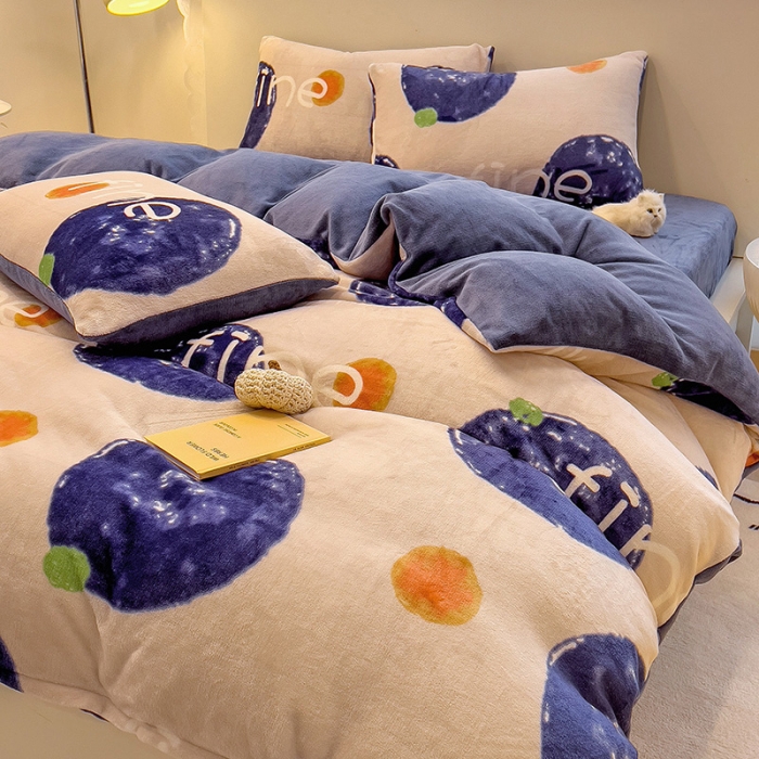 91家纺网 家纺一手货源 找家纺 芃成 2023新款双面牛奶绒印花四件套 安纳瑞